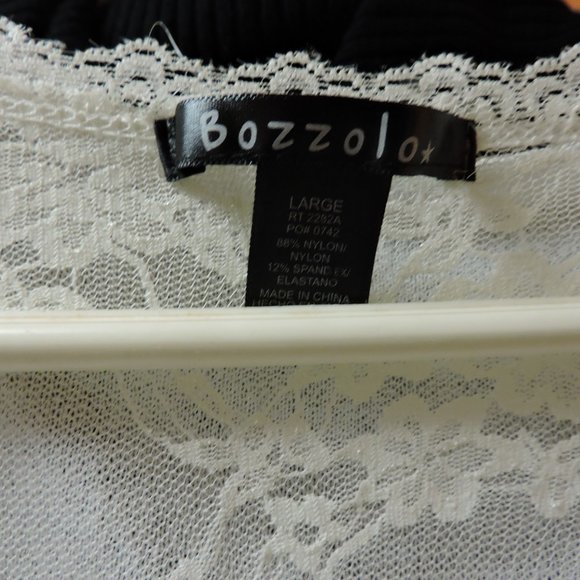BOZZOLO woman's sheer Lacey top  sz Large  cream - Picture 4 of 6